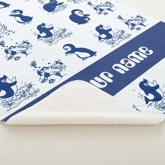 イルカ、クジラ、ペンギン シェルパブランケット (3/4)