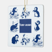 イルカ、クジラ、ペンギン セラミックオーナメント (左)
