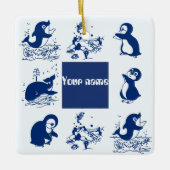 イルカ、クジラ、ペンギン セラミックオーナメント (正面)