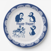 イルカ、クジラ、ペンギン ペーパープレート (正面)