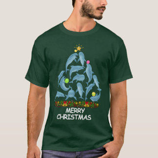 イルカ クリスマスツリー メリークリスマス 家族 Tシャツ