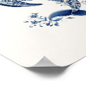 イルカ – コースタルブルーon Beige Wall Art ポスター (角)