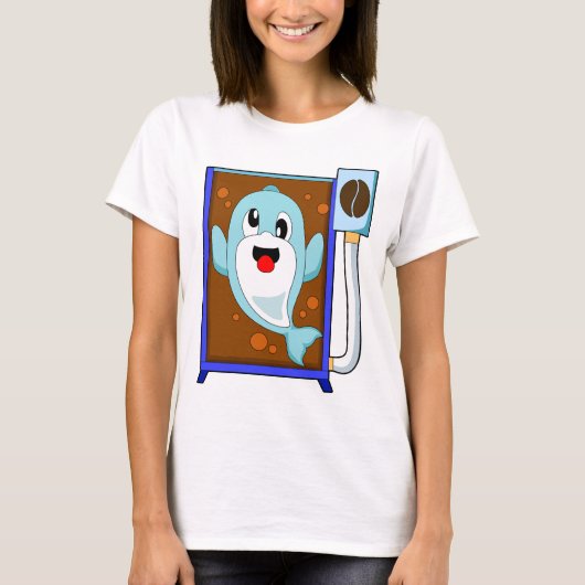 イルカ コーヒー豆 コーヒー Tシャツ (正面)