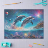 イルカ、ファンタジー、惑星を飛ぶ 薄葉紙 (クラフト)