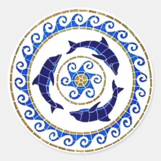 イルカ – モザイクタイル ラウンドシール (正面)