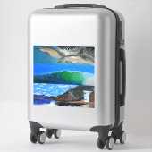 イルカ，波，ビクトリアビーチソラグナタワー シール (スーツケース)