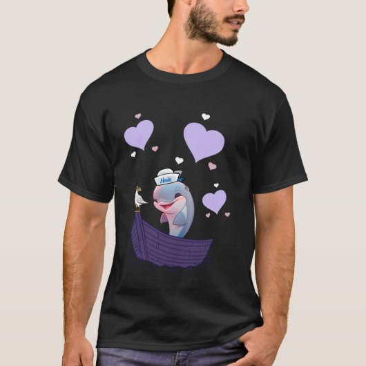イルカ 魚 海事 ボート ハート 子供たち 子どもたち Tシャツ (正面)