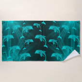 イルカ，魚，自然,水中競技,デザイン，美しい ビーチタオル (正面)