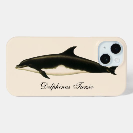 イルカ Delphinus Tursio、ヴィンテージ海洋動物 Case-Mate iPhoneケース (裏面 (横))