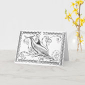 "イルカII"の挨拶状 カード (黄色い花)