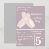 イルシベート バレリーナ シューズ モーブ 誕生日 招待状 (正面/裏面)