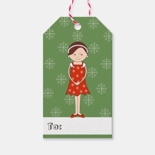 イルシマガールクリスマス雪 ギフトタグ (正面)