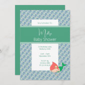 イルシマグリーンコーラルマーメイドベビーシャワー 招待状 (正面/裏面)