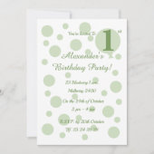 イルシマグリーンスポットとドット少年たち1st誕生日 招待状 (正面)