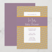 イルシマゴールデンパープルフローラベビーシャワー 招待状 (正面/裏面)