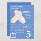 イルシマバレリナシューズブルー誕生日 招待状 (正面/裏面)