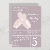 イルシマバレリナシューズマウヴ誕生日 招待状 (正面/裏面)