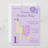 イルシマバレリナラマガールズパープル誕生日 招待状 (正面)