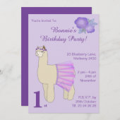 イルシマバレリナラマガールズパープル誕生日 招待状 (正面/裏面)