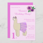 イルシマバレリナラマガールズピンク誕生日 招待状 (正面/裏面)