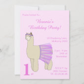 イルシマバレリナラマガールズピンク誕生日 招待状 (正面)