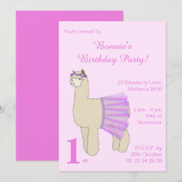 イルシマバレリナラマガールズピンク誕生日 招待状