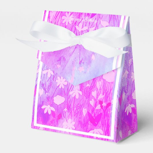 イルシマピンク野生の花水彩B'dayプレゼント/ フェイバーボックス (正面サイド)