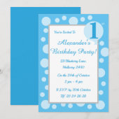 イルシマライトブルースポット&ドットボーイズ1st誕生日 招待状 (正面/裏面)