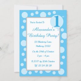 イルシマライトブルースポット&ドットボーイズ1st誕生日 招待状