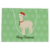 イルシマラマクリスマススノーフレークライトグリーン ラージペーパーバッグ (裏面)