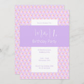 イルシマレインボーカップケーライトパープル1st誕生日 招待状 (正面/裏面)