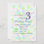 イルシマレインボーパステルドットガールズパープル誕生日 招待状 (正面)