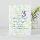 イルシマレインボーパステルドットガールズパープル誕生日 招待状 (スタンド正面)