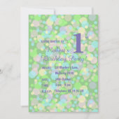 イルシマレインボーパステルドットボーズグリーン誕生日I 招待状 (正面)
