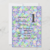 イルシマレインボーパステルドットボーズパープル誕生日 招待状 (正面)