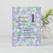 イルシマレインボーパステルドットボーズパープル誕生日 招待状 (スタンド正面)