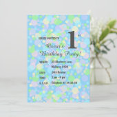 イルシマレインボーパステルドットボーズブルー誕生日イン 招待状 (スタンド正面)