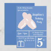 イルシマ バレエシューズ 青 誕生日 招待状 (正面/裏面)