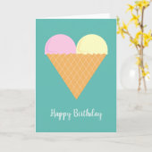 イルシマ ラブハート アイス クリーム ターコイズ バースデー カード (黄色い花)