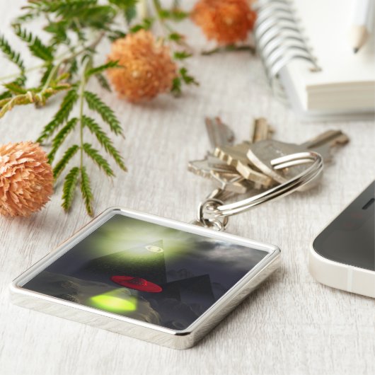 イルミナティピラミッドとUFOキーチェーン キーホルダー (側面)