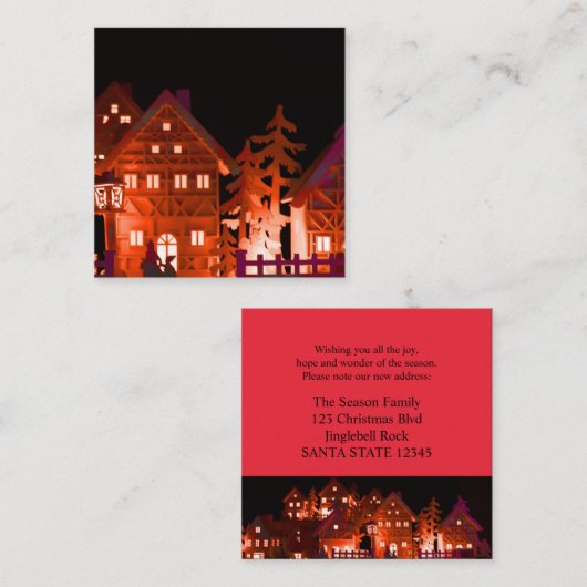 イルミネーションされたクリスマスハウス エンクロージャーカード (正面/裏面)