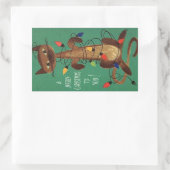 イルミネーションで彩るヴィンテージのクリスマスキャット 長方形シール (バッグ)