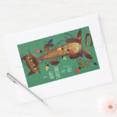 イルミネーションで彩るヴィンテージのクリスマスキャット 長方形シール (封筒)