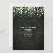 イルミネーションと植物の装飾が施されたボックスウッドの背景に吊るされたジェネリックパーティーのお知ら 招待状 (正面)