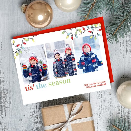イルミネーションのクリスマスフォトコラージュ シーズンカード