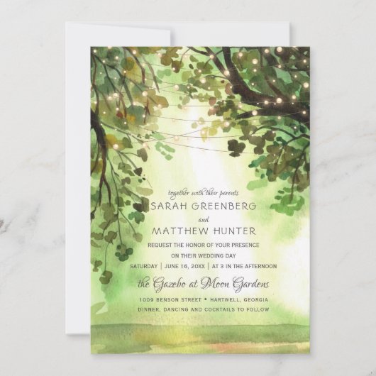 イルミネーションの森　木々の小径　素朴なウェディング 招待状 (正面)