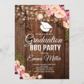 イルミネーションライト 木材 卒業パーティー BBQ 招待状 (正面/裏面)