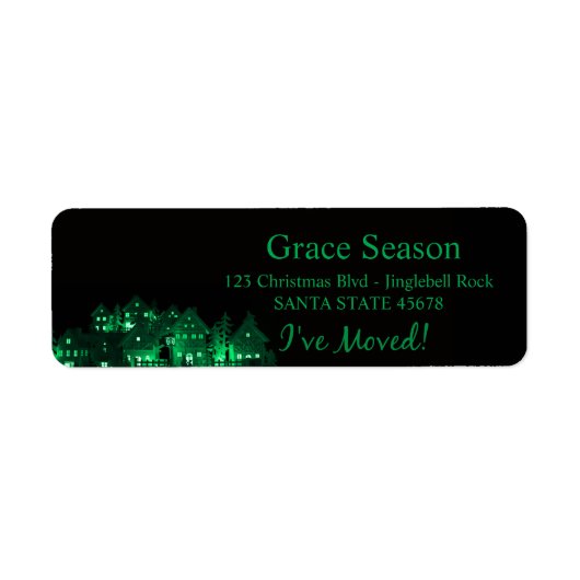 イルミネーション付きクリスマスハウスを動かした ラベル (正面)