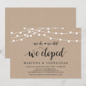 イルミネーション ライト クラフト、ブラックフォント、結婚式 ふたりだけの結婚式 招待状 (正面/裏面)