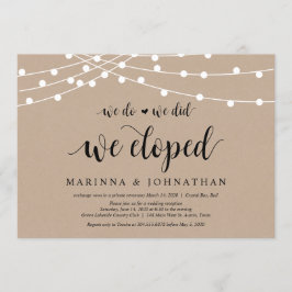 イルミネーション ライト クラフト、ブラックフォント、結婚式 ふたりだけの結婚式 招待状